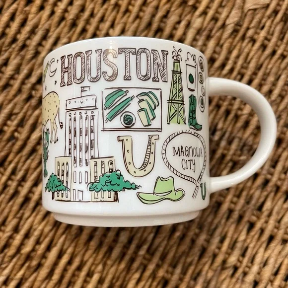 Starbucks Houston Themed White and Green Mug - Picture 1 of 4